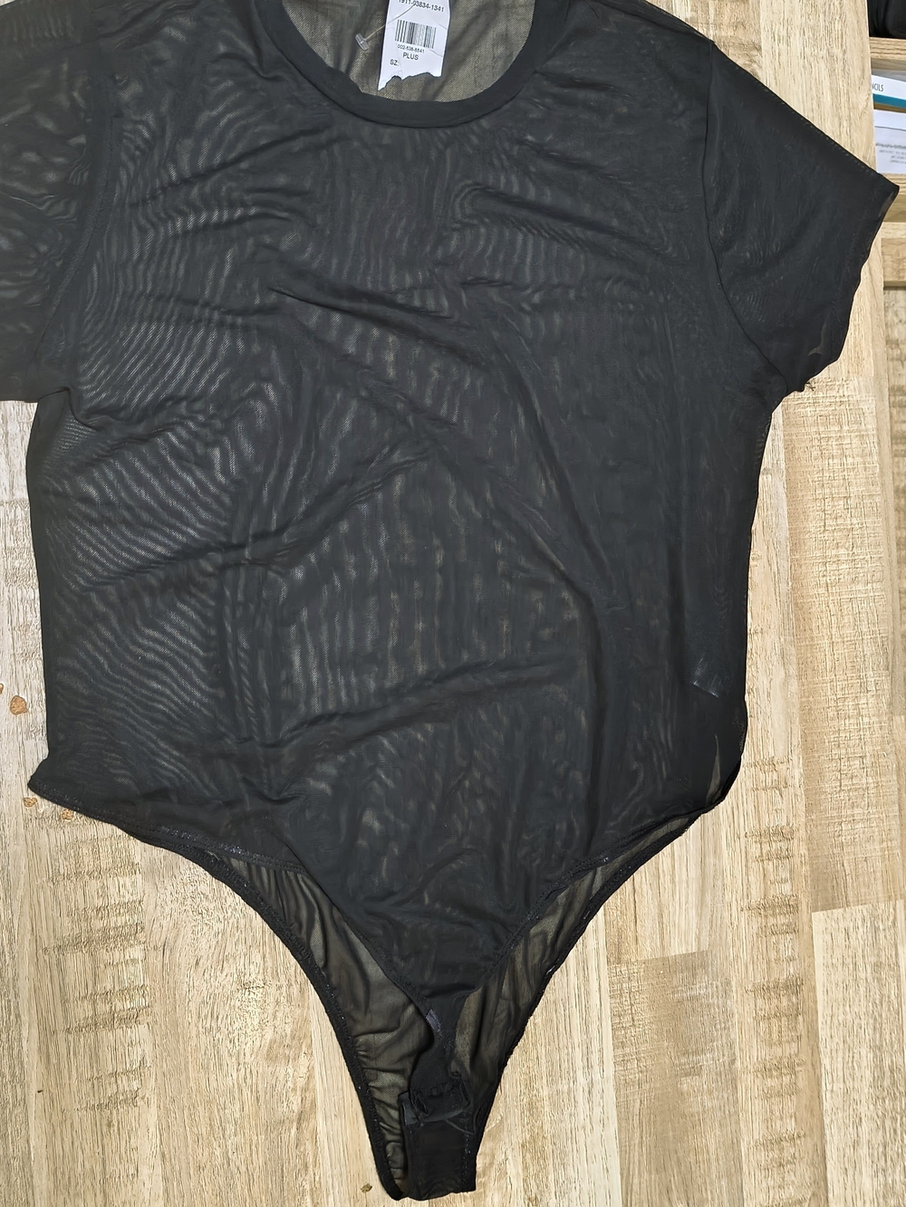 Sheer Black Short-Sleeve Bodysuit - Women Intimates Plus Size 2x